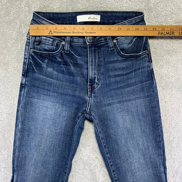 Kancan Jeans Womens High Rise Flare Jeans Blue Denim Frayed Hem Size 27 - Picture 9 of 14